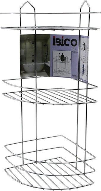 3 KATLI - ÜÇGEN   KROM   METAL  BANYO KÖŞELİK - DUŞKABİN RAF (5060)
