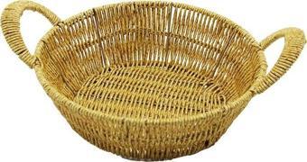 YUVARLAK PLASTİK HASIR EKMEK - ÇOK AMAÇLI SEPET KULPLU - METAL İSKELET TABAN:18CM - AĞIZ:24CM DERİNLİK:8CM (5060)