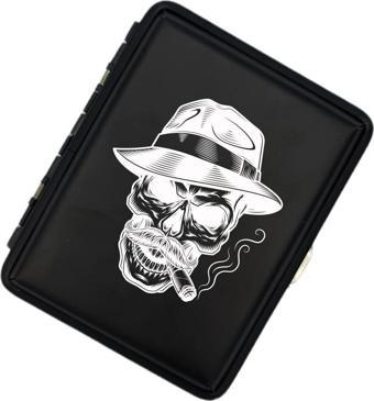 Sedef Silver Kurukafa Figürlü Mat Metal Sigara Tabakası