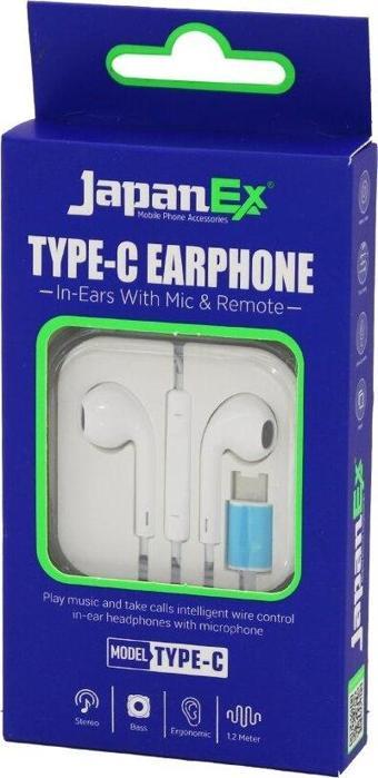 JAPANEX  TYPE-C   KULAK İÇİ   MİKROFONLU  STEREO KULAKLIK KABLOLU= 1.2MT TYPE-C GİRİŞ PLASTİK KUTULU (5060)