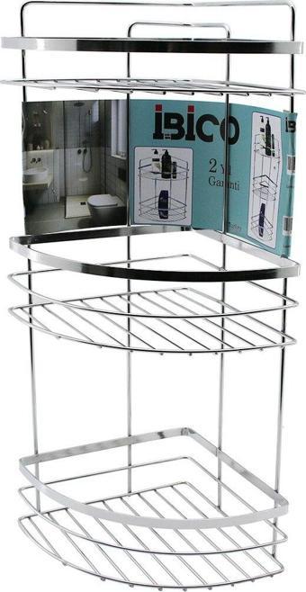 LAMALI   3 KATLI - ÜÇGEN   KROM   METAL  BANYO KÖŞELİK - DUŞKABİN RAF (5060)