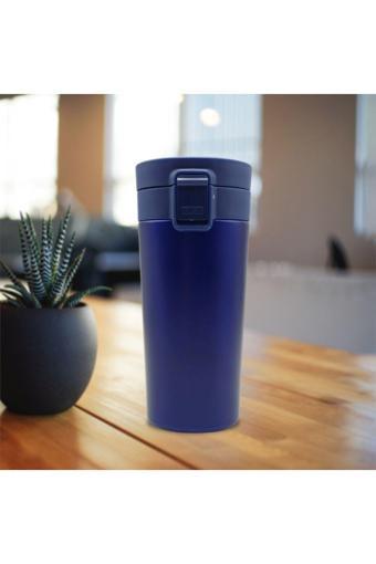Sedef Silver Tek El Bas Iç Paslanmaz Çelik Termos 380 Ml Push Sızdırmaz Çift Katmanlı Travel Mug Thermos 522