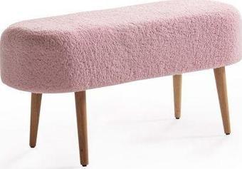 Barella Home Living Luna Peluş Çok Amaçlı Gürgen Ahşap Ayaklı Pofidik Oval Puf