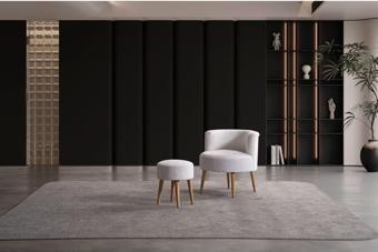 Barella Home Living Panda Çay Seti Berjer Ve Puf Takımı (Salon, Balkon, Ofis) (2) Li Takım