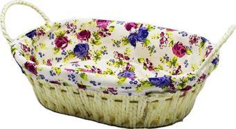 OVAL RENKLİ BEZLİ HASIR EKMEK SEPETİ (5060)