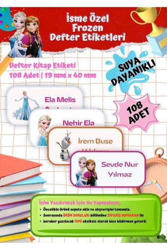 Elsa Frozen Okul Etiketi Defter Etiketi Kitap Etiketi Kişiye Özel Suya Dayanıklı İsim Yazılabilien