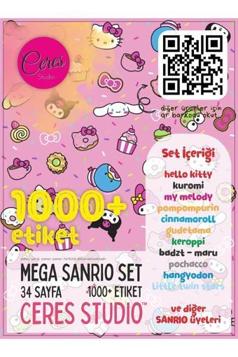 Sanrio Sticker Set Hello Kitty Kuromi Melody Cinnamoroll 34 Syf 1000 Journal Telefon Etiket