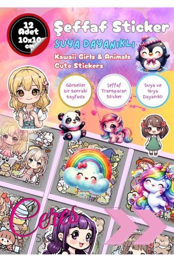 Şeffaf Kawaii Sticker Etiket