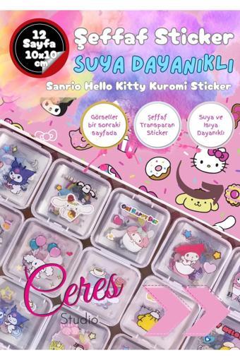 Şeffaf Kuromi Sanrio Su Geçirmez Sticker - My Melody Hello Kitty Cinnamoroll Etiket Seti