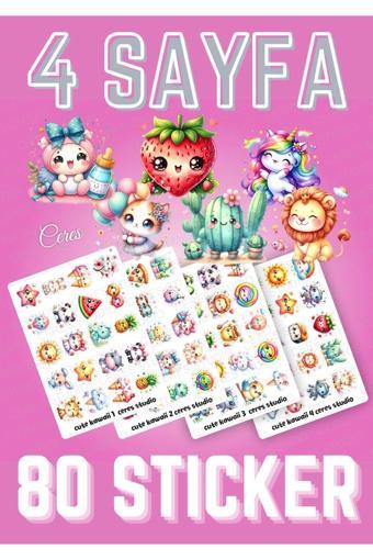 Sevimli Kawaii Sticker Etiket Seti - Laptop Telefon Defter Journal Etiketi