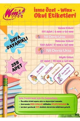 Winx Okul Etiketi Defter Etiketi Kalem Etiketi Kişiye Özel Suya Dayanıklı İsim Yazılabilien