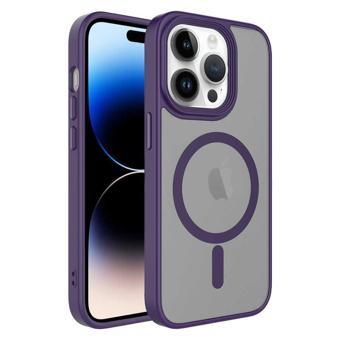 Apple iPhone 15 Pro Max Kılıf Flet Wireless Şarj Özellikli Mat Arka Füme Yüzey