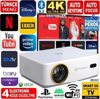 Vankyo Leisure L570B Smart TV 4K Destekli Projeksiyon Cihazı +Auto Focus+Auto Keystone+6G WiFi+5.2 Bluetooth