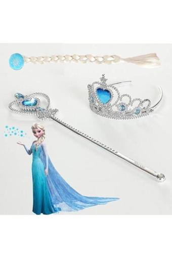 Frozen Elsa Frozen Karlar Ülkesi Elsa Örgü Saç Taç Asa Seti