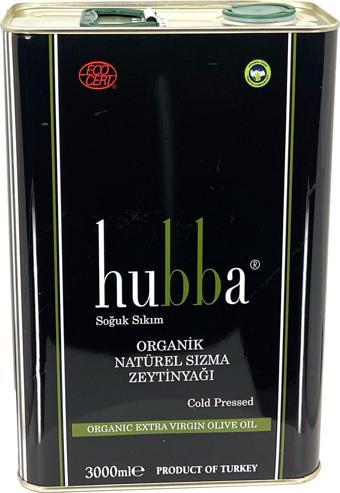 HUBBA 3 LT TENEKE ORGANİK & YÜKSEL POLİFENOL NATUREL SIZMA ZEYTİNYAĞI 