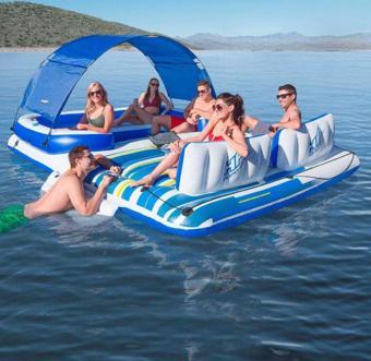 Bestway 43105 Lüx Gölgelikli Koltuklu Büyük Aile Deniz Yatağı Yüzen Ada 389X274CM