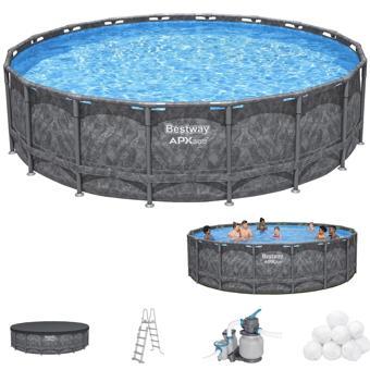 Bestway 561KC Prefabrik Aile Havuzu 549x132cm Yuvarlak APX Premium Seri Örtü+Merdiven+Kum Filtre Set