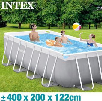 İntex 26790 Dikdörtgen Prefabrik Aile Havuzu 400x200x122cm Merdiven ve 220v Filitreli Set
