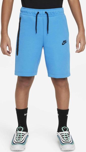 Nike Sportswear Tech Fleece Unisex Kid's Short Blue Çocuk Fermuar Cepli Şort Mavi