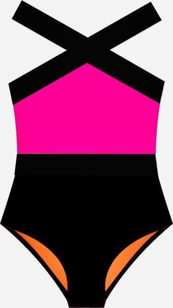 SİYAH-PEMBE KIZ ÇOCUK MAYO DB200703CM