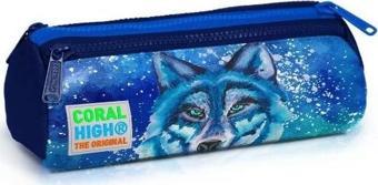 Coral High Kids Lacivert Mavi Kurt Desenli Üç Bölmeli Kalem Çantası 22043