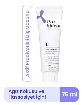Probident Aktif Probiyotik Doğal Florürsüz Diş Macunu Üzüm Çekirdeği Özüt Ilaveli Ağız Kokusu