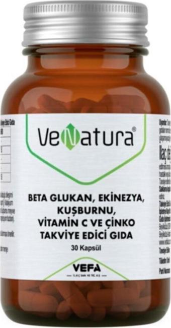 VeNatura Beta Glukan, Ekinezya, Kuşburnu, Vitamin C, Çinko 30 Kapsül