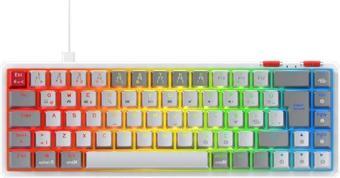Rampage Yoru Mini RGB Red Switch Mekanik Beyaz/Gri Type-C Kablolu Gaming Klavye