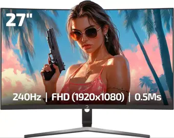 GamePower 27" Vivid V60 Curved RGB 0.5MS 240Hz VA FHD 1500R HDR Adaptive Sync Siyah Gaming Monitör