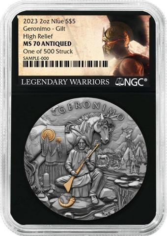 AgaKulche Geronimo Altın Kaplama NGC Sertifikalı Gümüş Sikke Coin