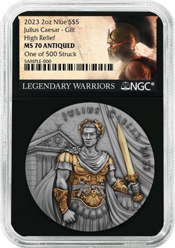AgaKulche Julius Sezar Altın Kaplama NGC Sertifikalı Gümüş Sikke Coin