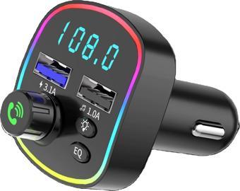 GA03 RGB Renkli FM Transmitter MP3 Çalar Bluetooth 5.3 Çakmaklık Hızlı Şarj Aleti