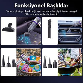 EZERE 19000pa Güçlü Portatif Tasinabilir Vakumlu Kablosuz Üflemeli Mini Araç Süpürgesi