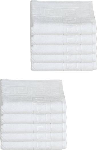 10 lu Otel Ayak Havlusu Bukle Ayak İzli 50x70 Cm Beyaz 16/2 Avs 250 Gr