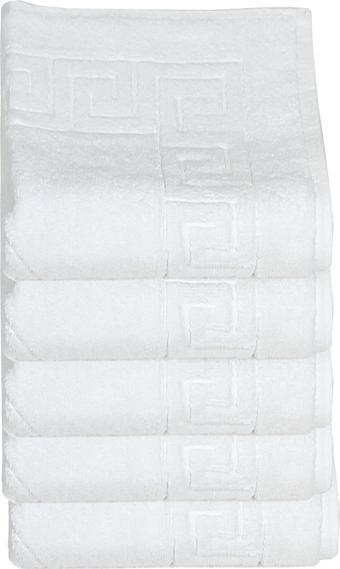 5 li Otel Ayak Havlusu Bukle Ayak İzli 50x70 Cm Beyaz 16/2 Avs 250 Gr