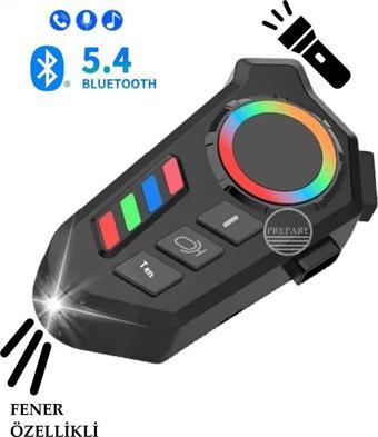 Fener Işık Özellikli Kask Kulaklık Su Geçirmez Bluetooth 5.4 Motosiklet Kask Kulaklığı RGB Işıklı