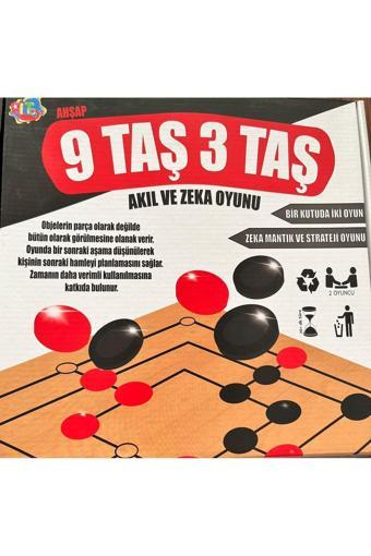 Bundera Ahşap 9 Taş 3 Taş Zeka Akıl Mantık Strateji Oyunları 1 Kutu 2Oyun