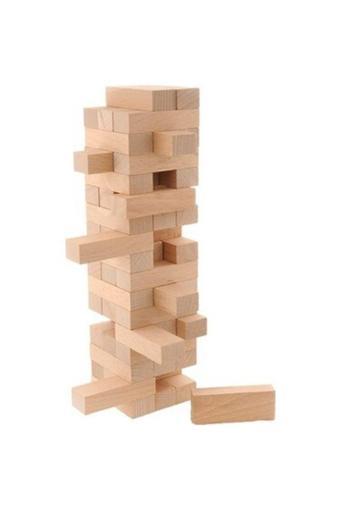 Bundera 54 Parça Denge Oyunu Jenga Kayın Ağacı Doğal Ahşap Büyük Boy