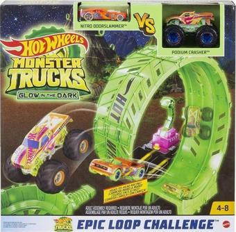 Mattel Hot Wheels Monster Trucks Karanlikat Parlayan Çemberde Yarış HBN02