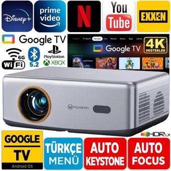 Vankyo V700G Android Google TV HDR10+ 4K Destekli Projeksiyon Cihazı +Auto Focus+Auto Keystone+6G WiFi+5.2BT