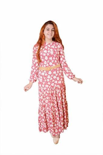 Butik Ayvitrin Kadın Gül Kurusu Çiçek Elbise