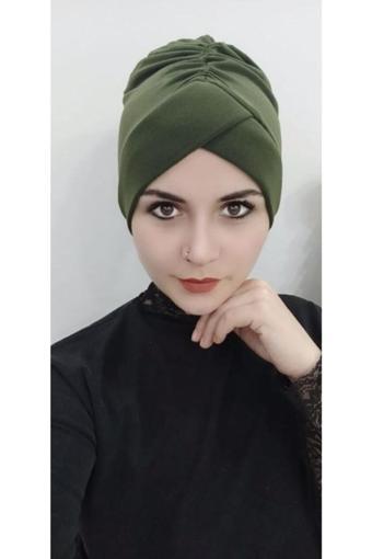 Bav Butik Ayvitrin Kadın Tesettür Çapraz Bone Haki