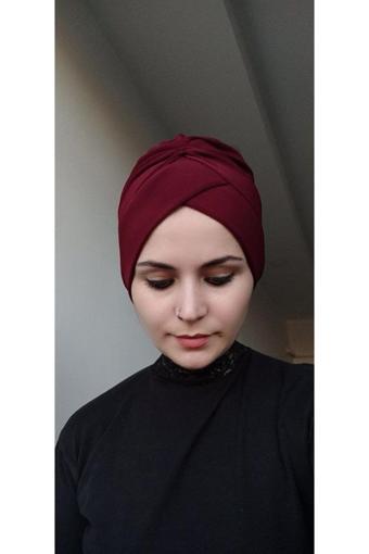 Bav Butik Ayvitrin Kadın Tesettür Çapraz Bone Bordo