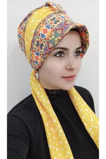 Bav Butik Ayvitrin Kadın Desenli Atkı Şapka Bone