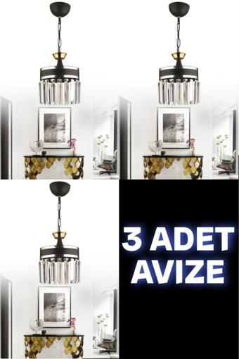 ERVA  3 ADET TEKLİ AVİZE KRİSTAL TAŞLI