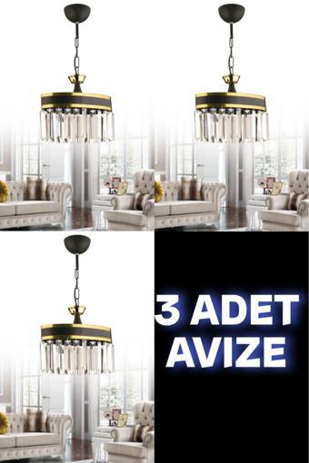 ŞİFA OVAL 3 ADET TEKLİ KRİSTAL TAŞLI AVİZE