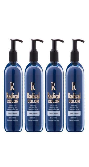 Radical Color NEW 25/Turquoise Amonyaksız Su Bazlı Saç Boyası 250 ML 4 Adet Turkuaz