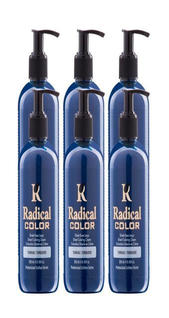 Radical Color NEW 25/Turquoise Amonyaksız Su Bazlı Saç Boyası 250 ML 6 Adet Turkuaz