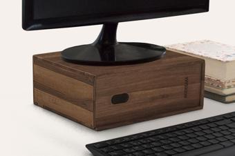Woodsaka Reka Monitör Standı - Bilgisayar Yanı Masa Düzenleyici - Monitör Yükseltici - Araç & Gereç Saklama Kutusu - Ceviz - 30cm x 21.9cm x 10.2cm