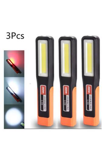 Manyetik Tamirci El Feneri 3 Modlu Şarjlı COB Xpe Led Acil Durum  Tamir İkaz Lambası Askılı 3 adet